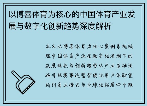 以博喜体育为核心的中国体育产业发展与数字化创新趋势深度解析 以博喜体育为核心的中国体育产业发展与数字化创新趋势深度解析